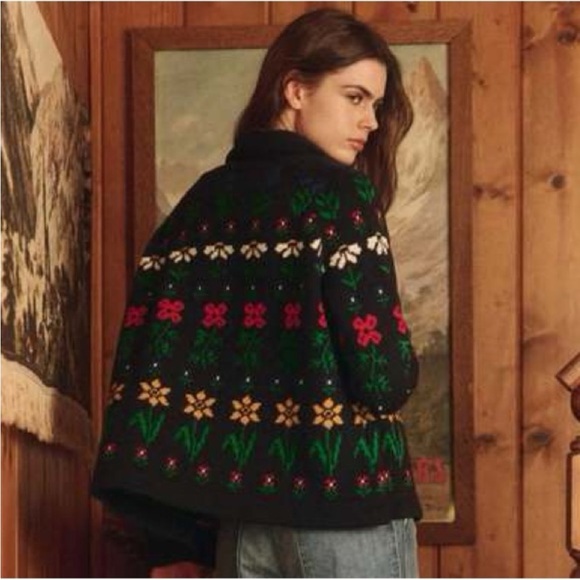 The Great. Garden Lodge Cardigan Sweater in Navy Floral. Size 1. - Picture 2 of 9